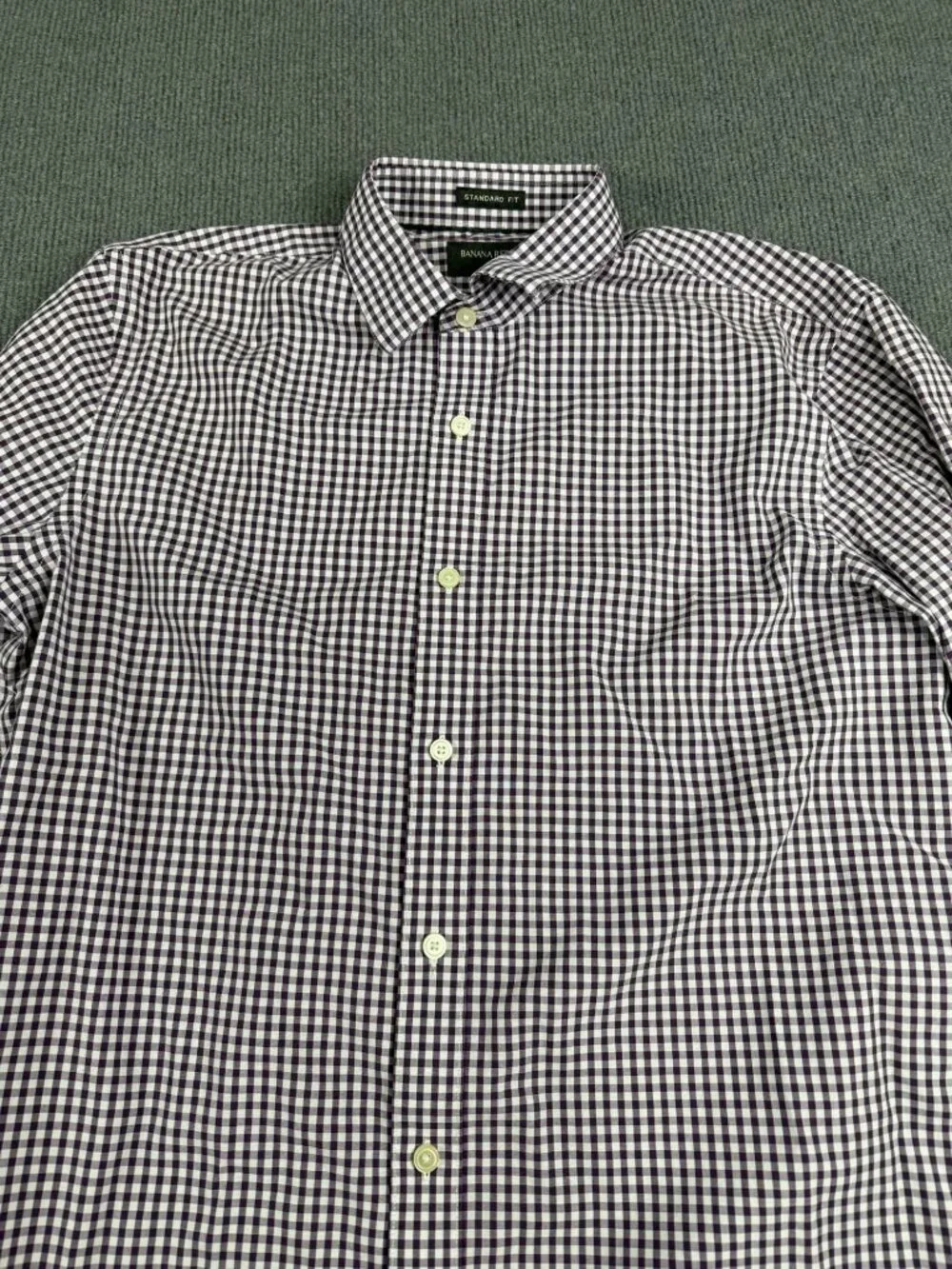 Banana Republic Mens Purple & White Gingham Button-Down Shirt M